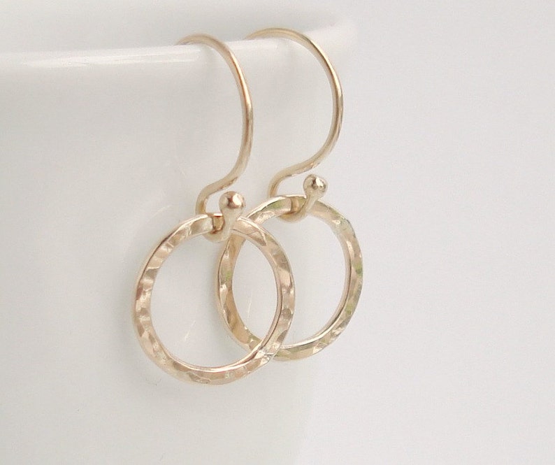 Dainty Gold Hoop Earrings 14k Gold Filled Hammered Hoops Etsy