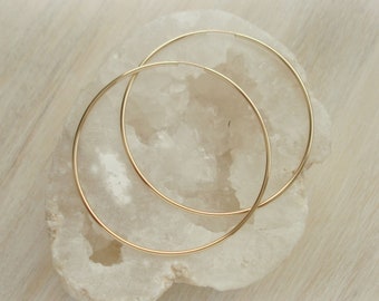 14K Gold Fill Hoop Earrings, 2-inch Hoop Earrings, Endless hoop, Large Gold hoop, Gold filled hoops, 14K Yellow Gold-Filled Earrings