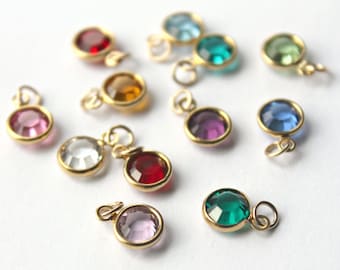 Swarovski Birthstone Charm, 6mm Gold Swarovski Channel Set