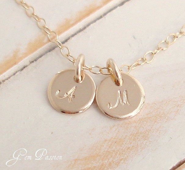 Tiny Gold Initial Necklace 14k Gold Filled Custom Hand - Etsy