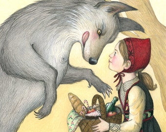 8x10" Print of Little Red Riding Hood & Big Bad Wolf