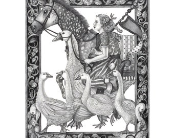 8x10 Giclee Print of The Goose Girl Fairytale from Brothers Grimm