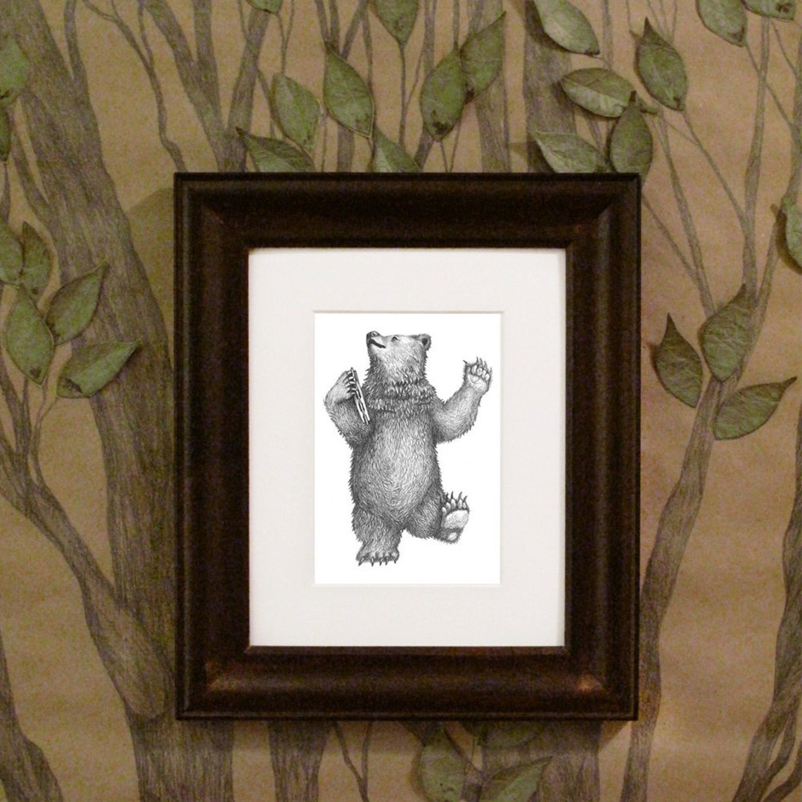 5x7 Giclee Print of Delacorte Clock Dancing Bear Pencil - Etsy