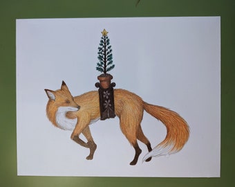 Original Drawing of Christmas Fox