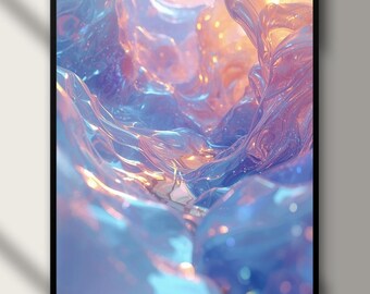 Arte mural en tonos pastel suaves / Impresión digital en rosa suave y lila / Póster minimalista moderno / Descarga digital con estética de ensueño