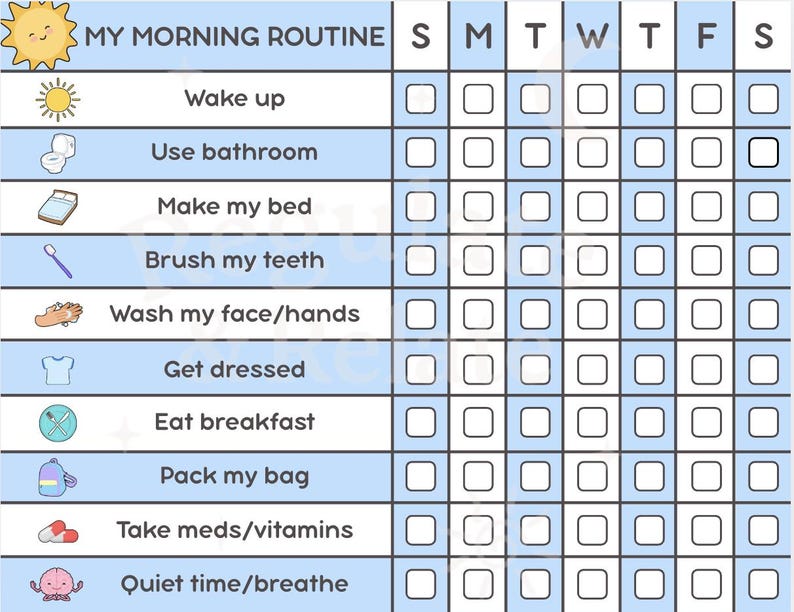Printable Morning & Bedtime Routine Chart for Kids | Visual Schedule ...