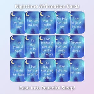 Editable Bedtime Affirmation Cards for Kids | Nighttime Affirmation Cards | Emotional Support | Self Regulation | Printable Affirmation Card
