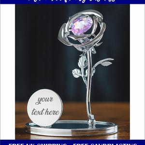 Religious Keepsake | Personalised Pink Crystal Rose - Silver Keepsake Gift