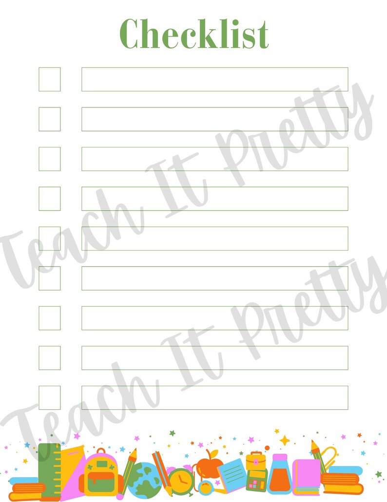 Back to School Checklist | Printable & Editable Canva Template ...