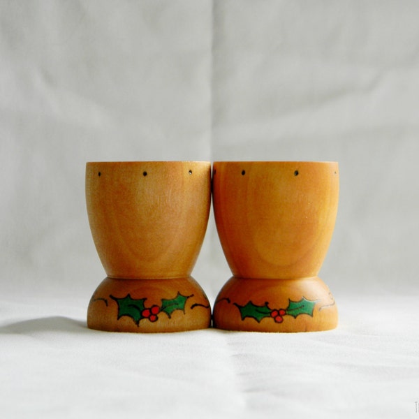 Waldorf Inspired Wooden Christmas Egg Cups (set of 2)