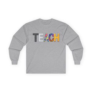 Camiseta de manga larga con espíritu docente, regalo para profesores, ropa educativa, atuendo para el aula, agradecimiento a los profesores