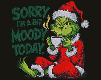 Funny Christmas Character Embroidery Design, Moody Quote Files, 7 Sizes