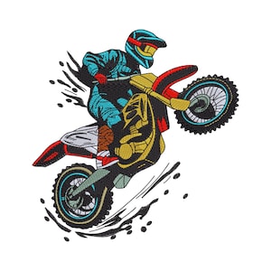 Motocross Reiter Stickdatei, Stickdatei Dirt Bike Stickdatei