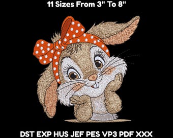 Bunny Girl Embroidery Design – 11 Sizes, Machine Digital File (DST, PES, VP3)
