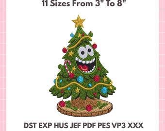 Funny Christmas Tree Embroidery Design - 11 Sizes - Instant Digital Download Pattern