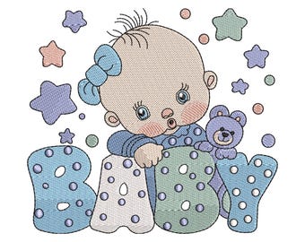 Baby Girl Embroidery Design, Teddy Bear Machine Embroidery File for Nursery Gifts