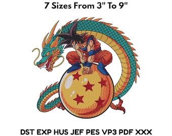 Anime Dragon Embroidery Design 3–9 Inch, Machine Embroidery File DST PES JEF VP3