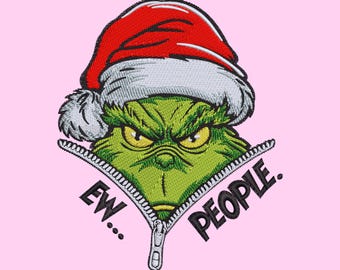 Grinch Christmas Embroidery Design | Funny Holiday Machine Embroidery File | 7 Sizes