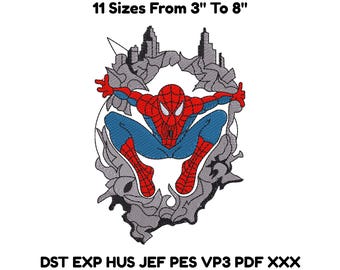 Spider Hero Embroidery Design – 11 Sizes – PES DST JEF VP3 Instant Download