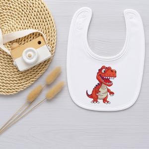 Baby bib with cartoon dinosaur embroidery design T rex machine embroidery file for baby accessories and gifts