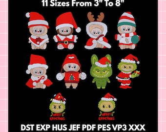 Christmas Embroidery Designs – Kawaii Monster Bundle – 11 Sizes Instant Download