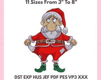Sad Santa Embroidery Design – 11 Sizes – Digital File for Christmas Projects