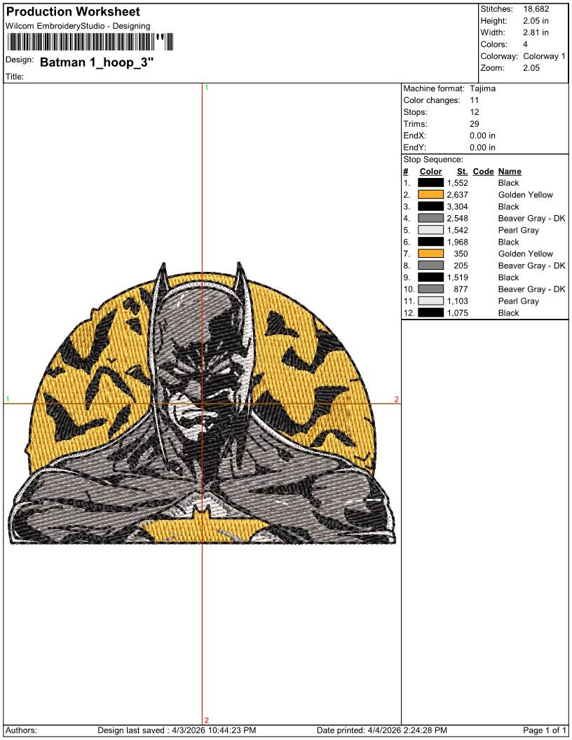 Batman Embroidery Design With Bats, 7 Sizes 3-9 Inch, Superhero ...