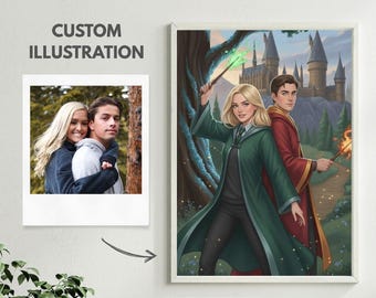 Custom HP Wizard Portrait | Magical Fantasy Digital Artwork | Personalized Magical Character Portrait | Unique Gift for Fans of Magic