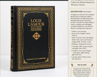 Vintage Louis L’Amour Book Five Complete Novels Series II Hardcover Western Classic Black Gold Decor Chatham River Press 1981 Collector Edit