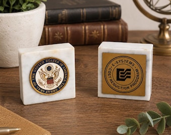Vintage Marble Paperweights Lot of 2 Advertising Desk Paperweights Beehive USA