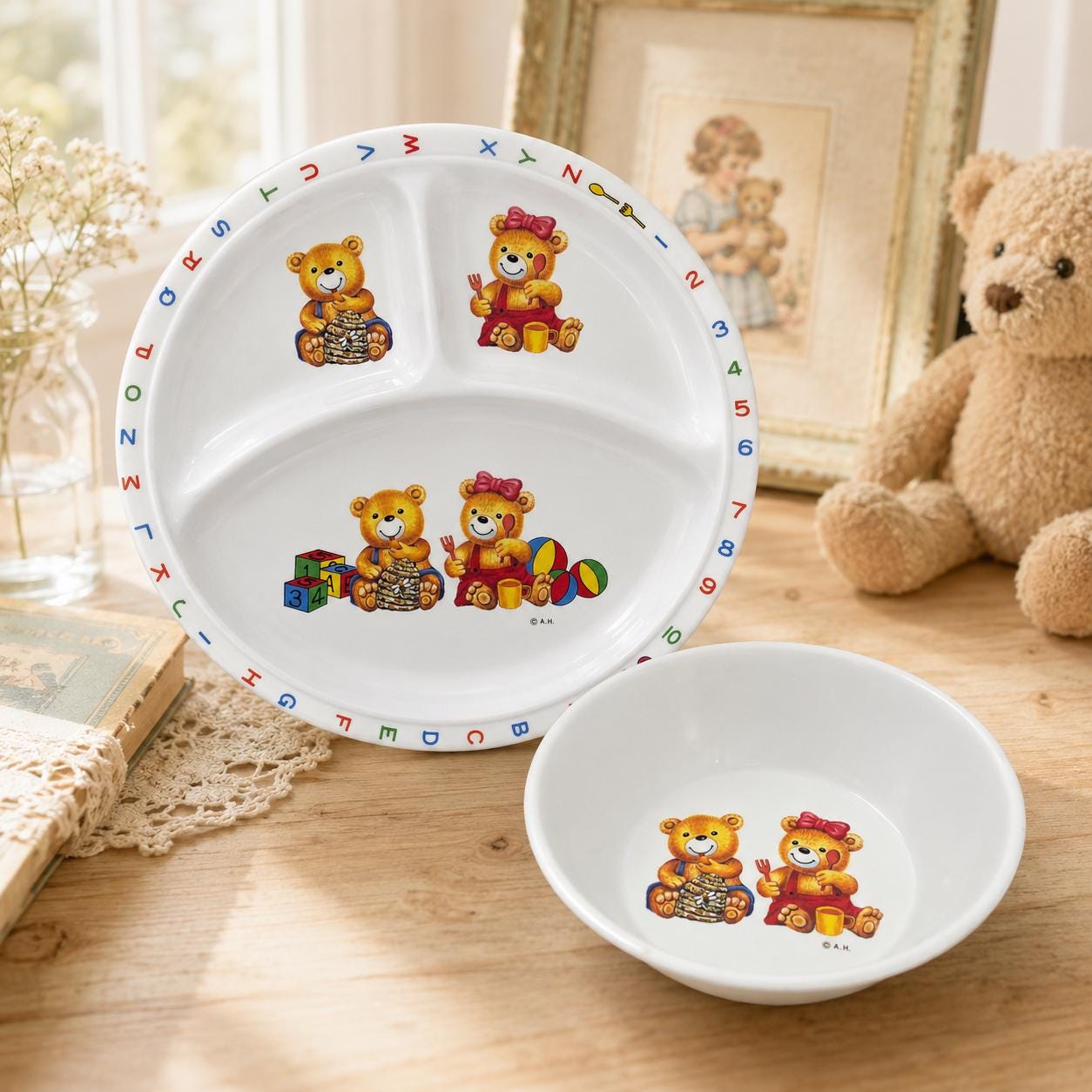 Vintage Teddy Bear Plate - Etsy