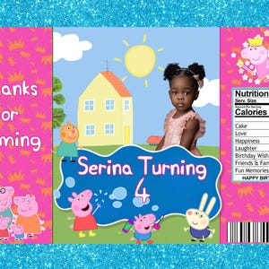 Peppa Pig Birthday Party Favor Template, Chips, Rice Krispy, Water Bottle, Party Box, Capri Sun, Pringles