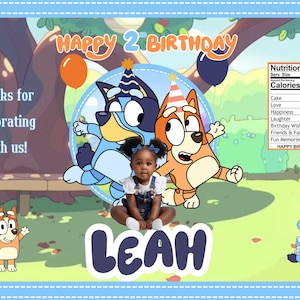 Bluey Birthday Party Favor Templates: Chips, Drinks, Snacks