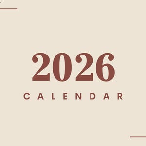 2026 Calendar | Single page |  Full year calendar | Desk calendar | wall calendar | PNG | PDF