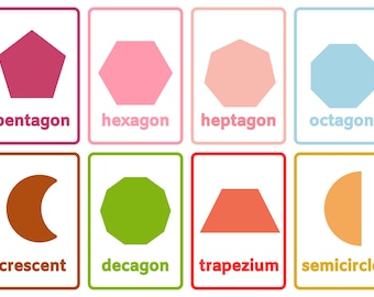 Shapes Flashcards for Preschool | 16 Printable Shape Cards | Montessori Learning Game