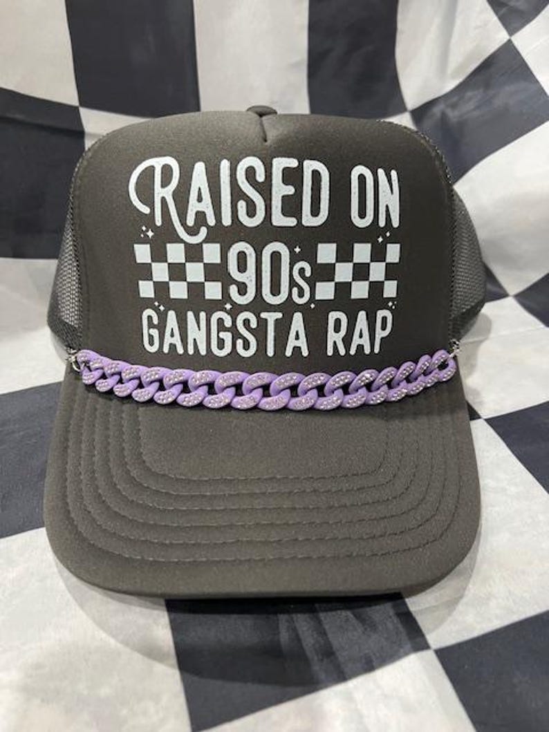 Raised on 90's Gangsta Rap OTTO Trucker Hat With Bling Chain - Etsy