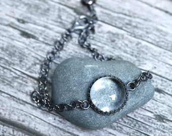 Clear Crystal Quartz Gemstone Bracelet - Recycled Sterling Silver Chain