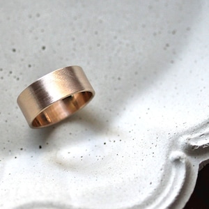 Brushed 10k Recycled Yellow Gold Mens Wedding Band - 8mm Flat Ring