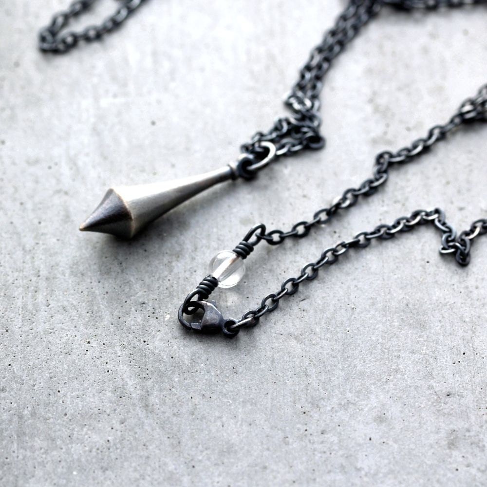 Silver Pendulum Necklace Minimalist Oxidized Sterling Silver Etsy