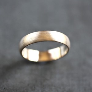 Recycled 14k Yellow Gold Wedding Band: Brushed Low Dome Ring, 5mm