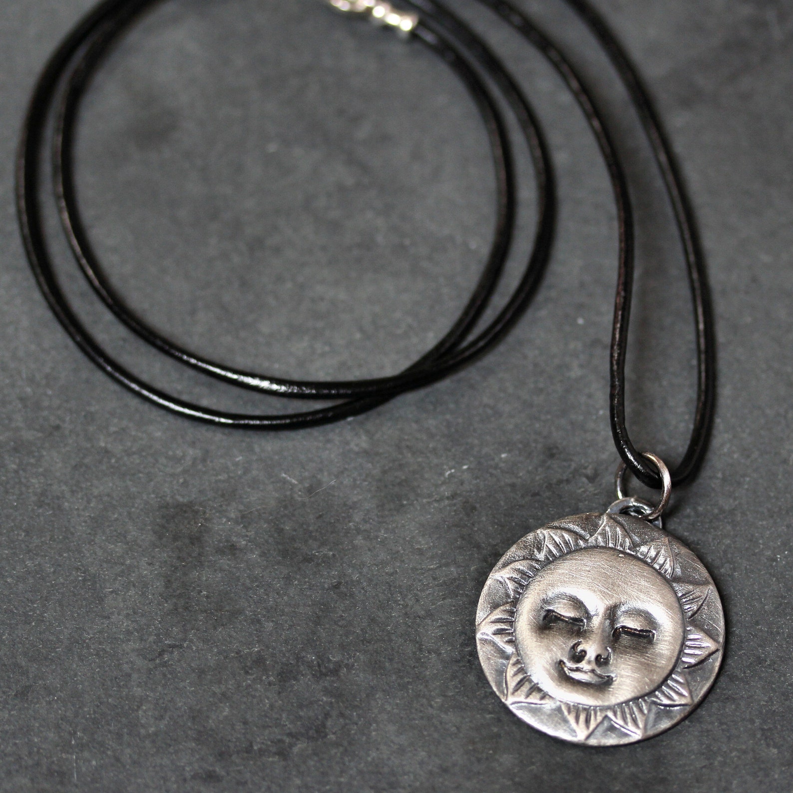 Sun Talisman Necklace Mens Unisex Simple Recycled Sterling - Etsy