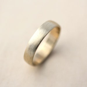 Man Gold Wedding Band, 4.5mm Low Dome 10k Recycled Hand Carved Yellow Gold Mens Wedding Ring Made in Your Size image 3