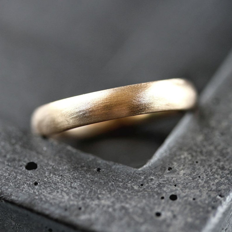 Gold Men's Wedding Band 4mm Comfort Fit Low Dome Etsy