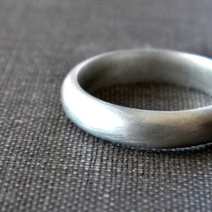 Men&#39;s Wedding Band, Matte 4mm Half Round Unisex Recycled Argentium Sterling Silver Ring Men&#39;s Ring - Made in Your Size