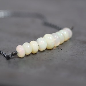 Ethiopian Opal Beaded Necklace: Sterling Silver October Birthstone