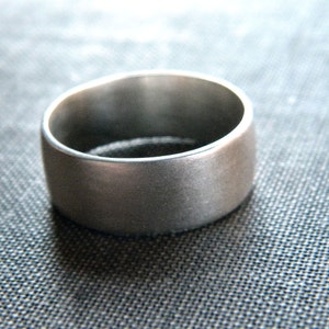 Mens Silver Ring, Matte 8mm Men's or Unisex Recycled Argentium Sterling Silver Low Dome Band Made in Your Size image 4