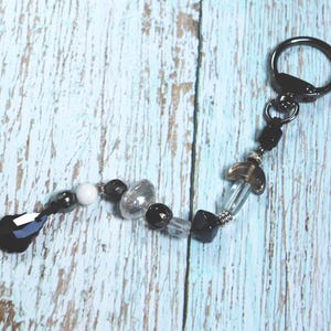 Adorno para bolsos, accesorios para carteras, decoración para bolsos, accesorio colgante con cuentas estilo bohemio con clip para bolsos o mochilas - Bronce negro