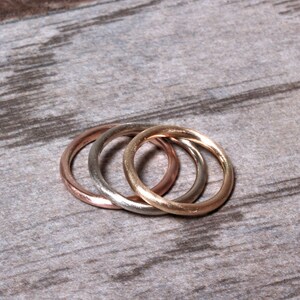 Recycled 14k White Gold Wedding Band - 2mm Brushed Stacking Ring