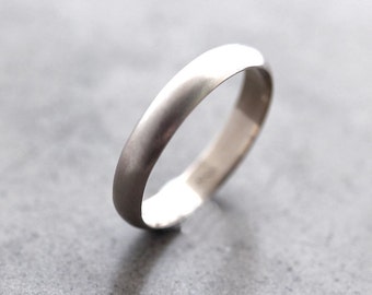 White Gold Wedding Band, 4mm Half Round Recycled 14k Palladium White Gold Wedding Band -  Made in Your Size