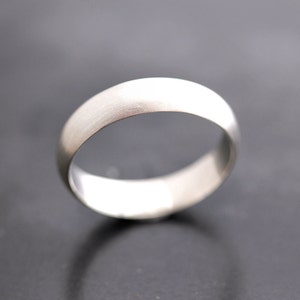 Men's Wedding Band, Matte 5mm Half Round Brushed Unisex Recycled Metal Argentium Sterling Silver Ring Men's Ring - Made in Your Size